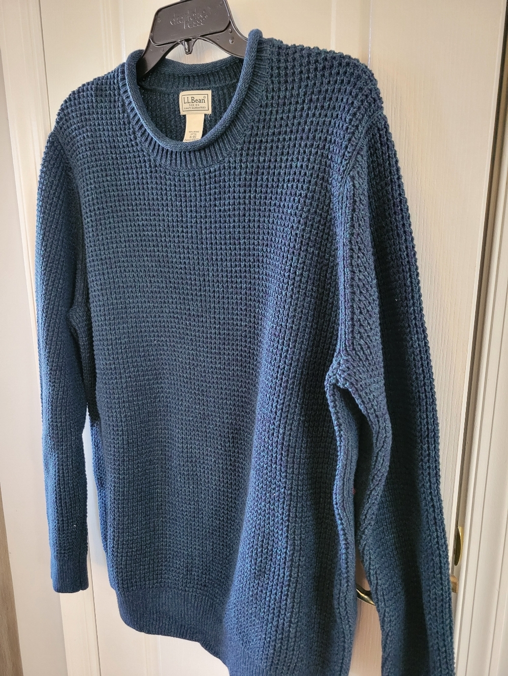 L.L. Bean Men’s Organic Cotton Waffle Stitch Rollneck Sweater Navy XL Regular - Picture 2 of 12
